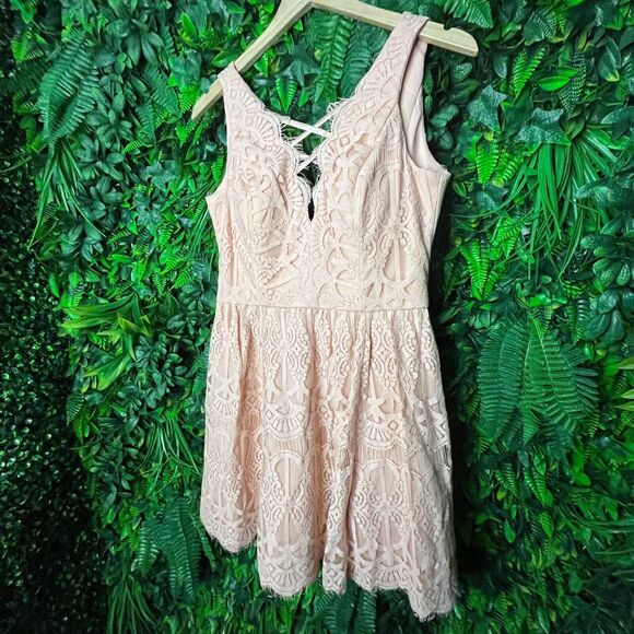 DEAR MOON Women Dress 7 Peach Orange Formal Short V Neck Prom Party 0451 - Picture 8 of 12